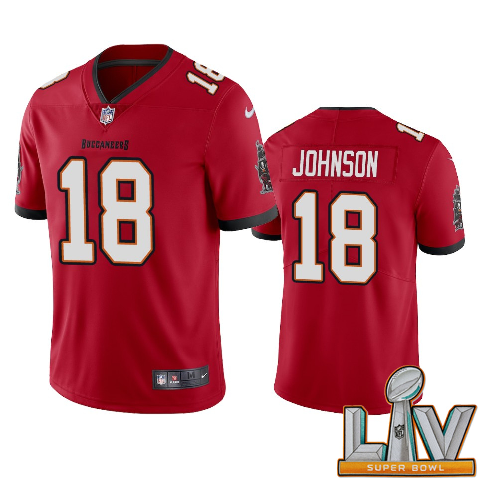 Super Bowl LV 2021 Tampa Bay Buccaneers Men Nike NFL #18 Tyler Johnson Red Vapor Untouchable Limited Jersey->tampa bay buccaneers->NFL Jersey